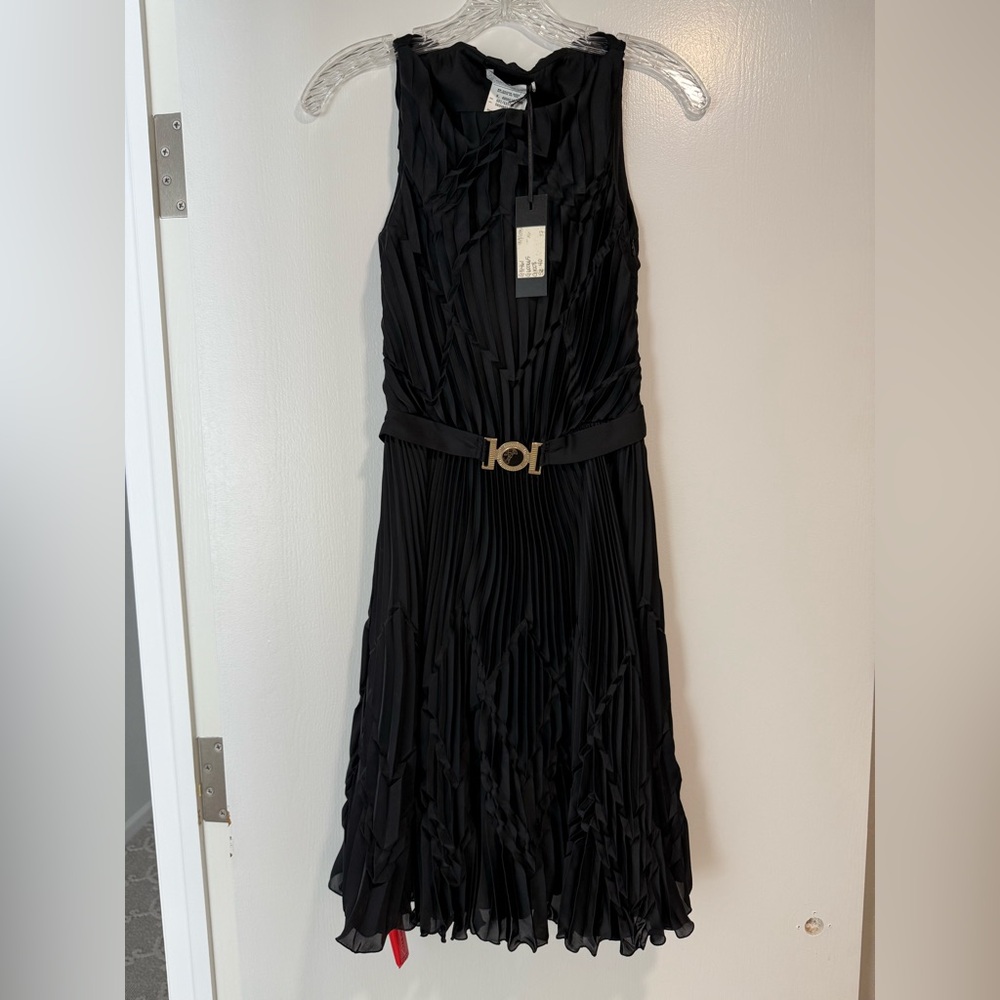 Versace Collection Black Midi pleated dress